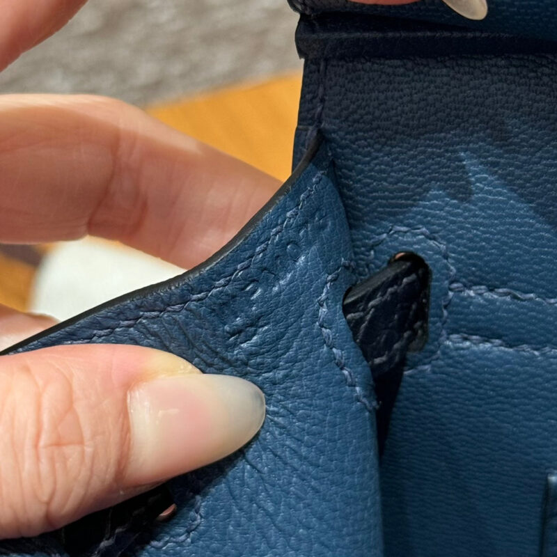 HERMES BIRKIN FAUBOURG TOUCH 20 IN NAVY BLUE WITH SILVER HARDWARE