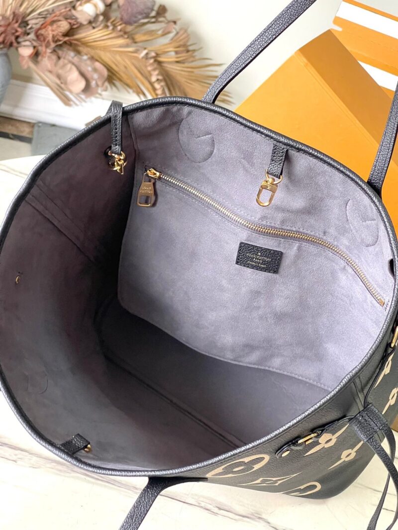 LV NEVERFULL MM IN BLACK CREAM MONOGRAM EMPREINTE LEATHER