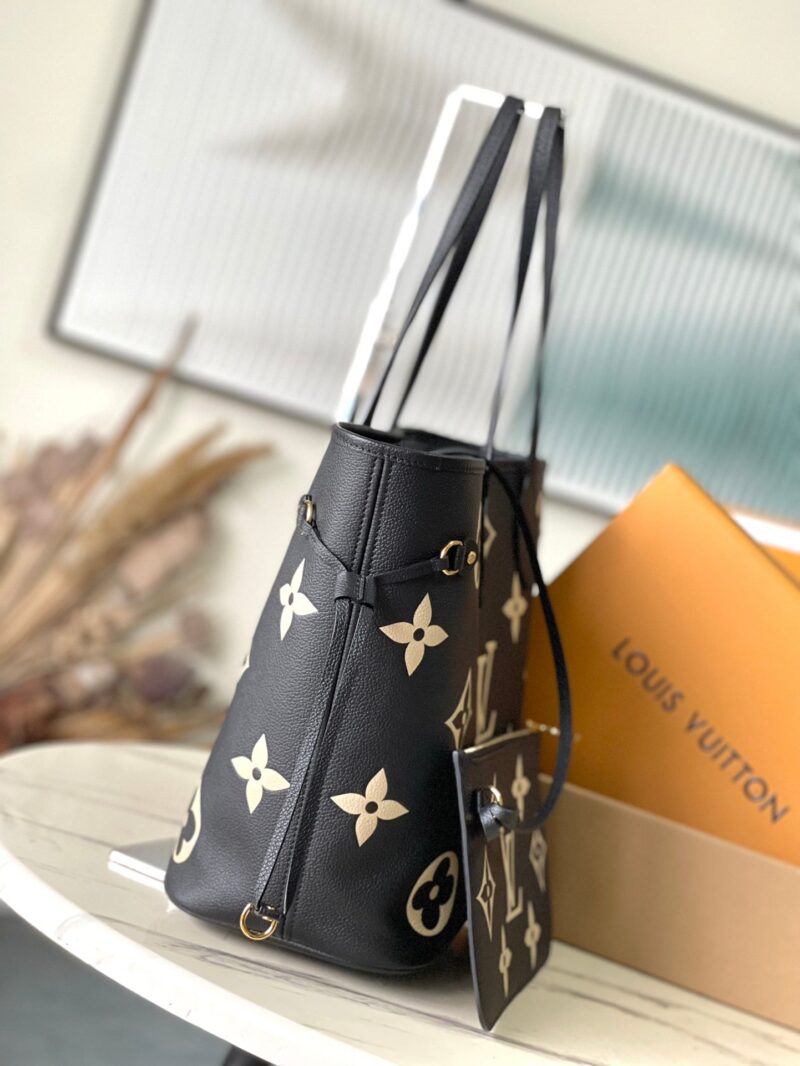 LV NEVERFULL MM IN BLACK CREAM MONOGRAM EMPREINTE LEATHER