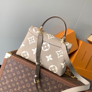 LV MADELEINE 30 IN BEIGE MONOGRAM CALFSKIN EMBOSSED LOGO
