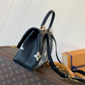 LV MADELEINE 30 IN BLACK MIX WHITE MONOGRAM CALFSKIN EMBOSSED LOGO