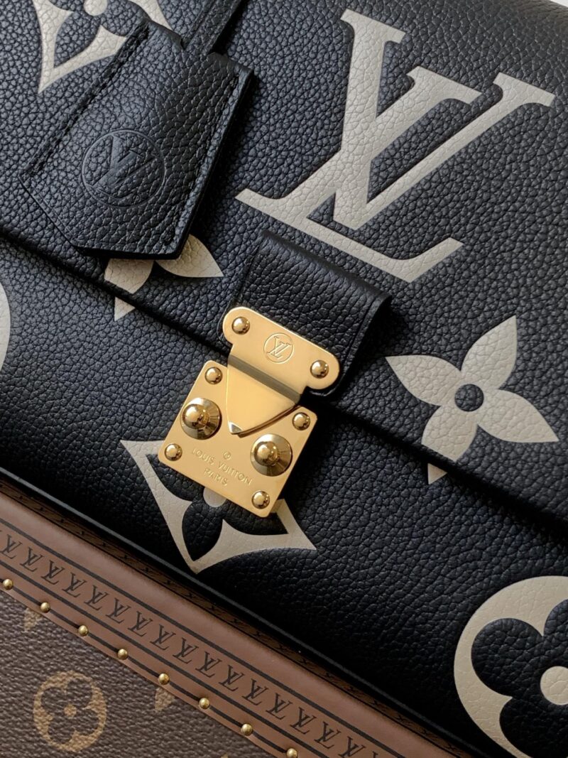 LV MADELEINE 30 IN BLACK MIX WHITE MONOGRAM CALFSKIN EMBOSSED LOGO