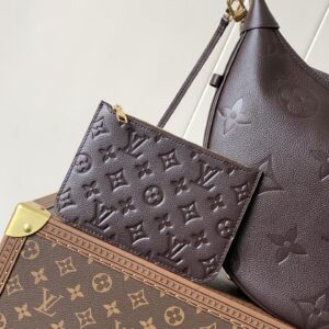 LV LOOP HOBO 38 IN DARK BROWN MONOGRAM CALFSKIN EMBOSSED LOGO