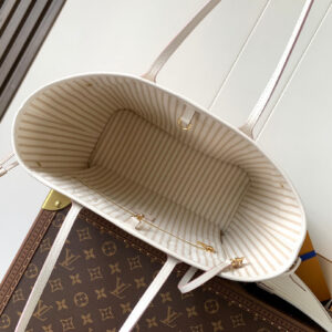 LV NEVERFULL MM TOTE BAG 32 IN WHITE MIX PINK CALFSKIN