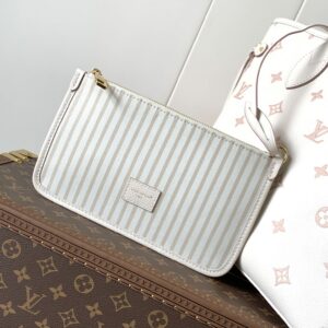 LV NEVERFULL MM TOTE BAG 32 IN WHITE MIX PINK CALFSKIN