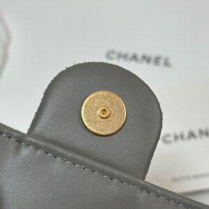 NEW CHANEL 25 HANDBAG 30 IN NATURAL GREY SUEDE GOLD HARDWARE