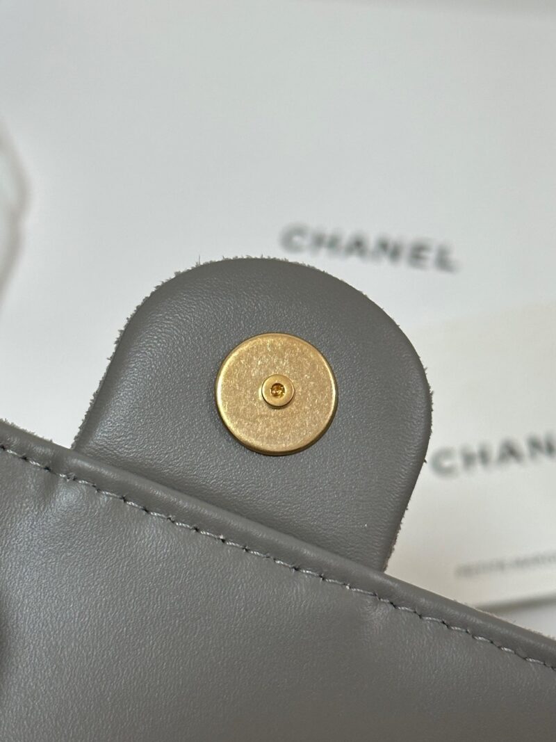 NEW CHANEL 25 HANDBAG 30 IN NATURAL GREY SUEDE GOLD HARDWARE