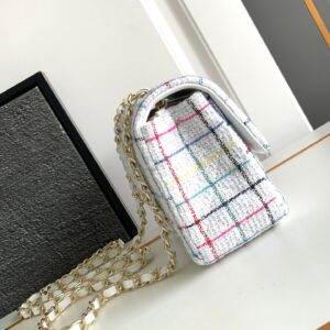 CHANEL MEDIUM 25 CLASSIC BAG IN LIGHT PINK MIX BLACK WOOL TWEED