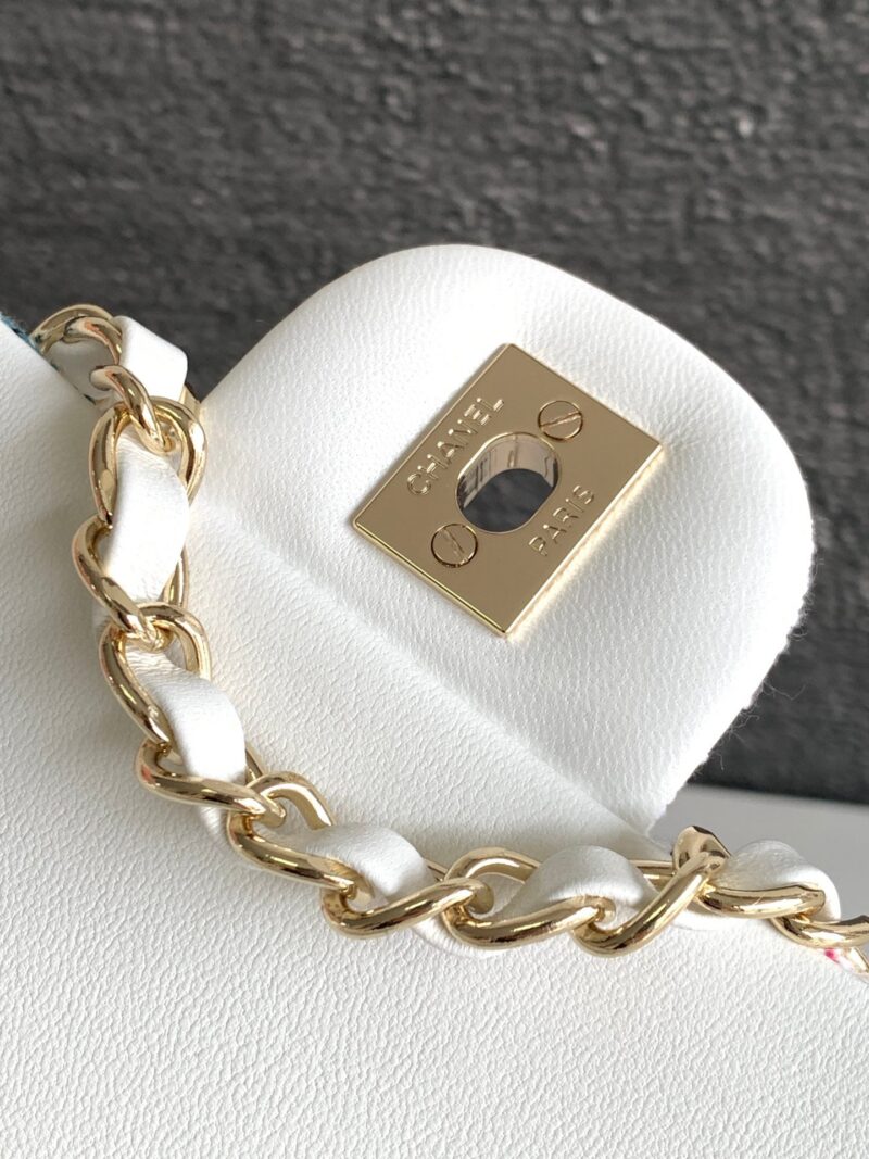 CHANEL MEDIUM 25 CLASSIC BAG IN LIGHT PINK MIX BLACK WOOL TWEED