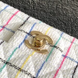 CHANEL MEDIUM 25 CLASSIC BAG IN LIGHT PINK MIX BLACK WOOL TWEED