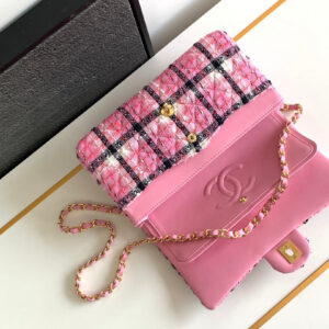 CC MEDIUM 25 CLASSIC BAG IN LIGHT PINK MIX BLACK WOOL TWEED