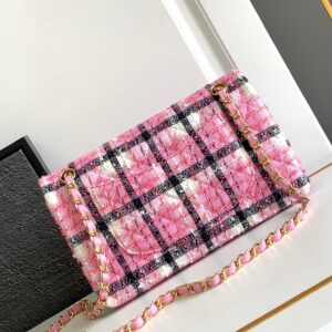 CC MEDIUM 25 CLASSIC BAG IN LIGHT PINK MIX BLACK WOOL TWEED