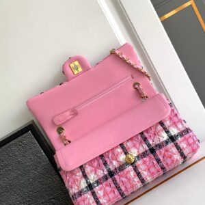 CC MEDIUM 25 CLASSIC BAG IN LIGHT PINK MIX BLACK WOOL TWEED