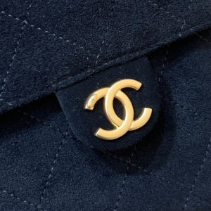 CHANEL 25 HANDBAG 30 IN BLACK SUEDE GOLD HARDWARE