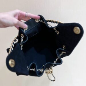 CHANEL 25 HANDBAG 30 IN BLACK SUEDE GOLD HARDWARE