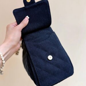 CHANEL 25 HANDBAG 30 IN DARK BLUE DENIM GOLD HARDWARE