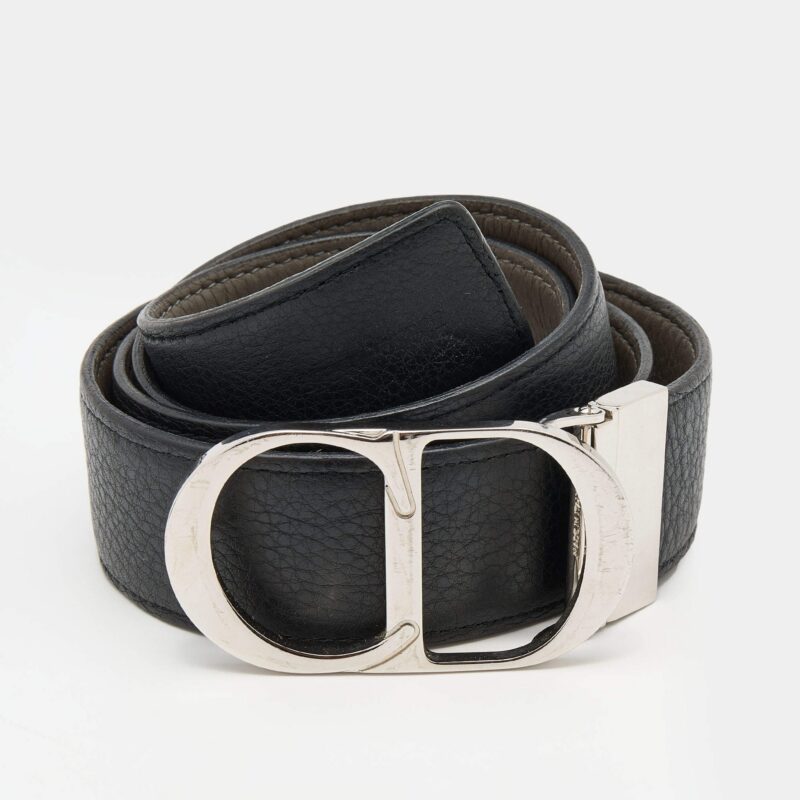 Dior Navy Blue/Blue Leather CD Reversible Belt
