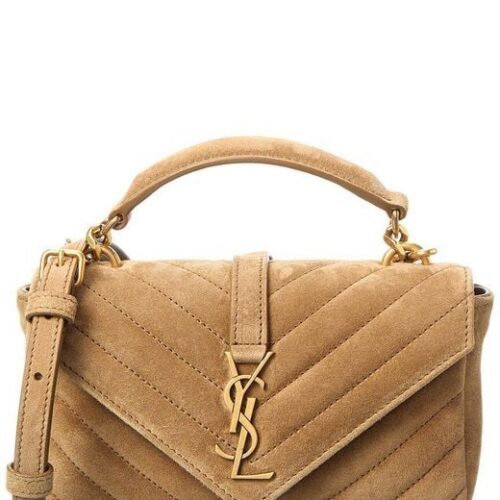 saint-laurent-Brown-College-Mini-Suede-Shoulder-Bag Saint Laurent Women’s Brown Mini Suede