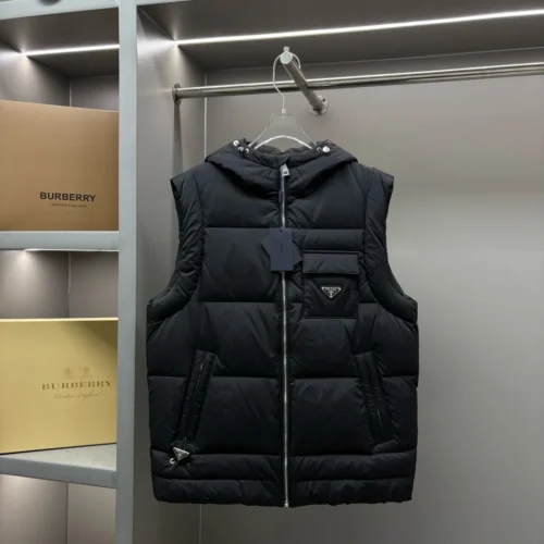 src_0-109 Replica Prada Hooded Down Vest Black Quilted Reps - RepLuxe