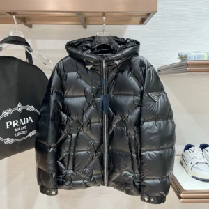 Replica Prada P500 Black Down Jacket Hooded Reps - RepLuxe