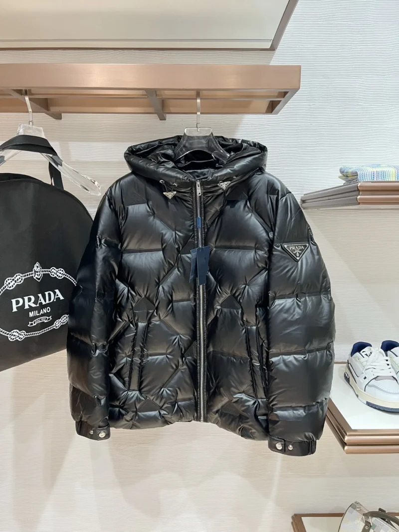 Replica Prada P500 Black Down Jacket Hooded Reps - RepLuxe