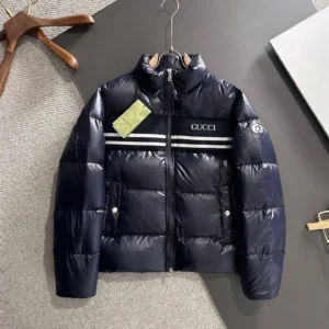 Replica Gucci Longue Saion Down Jacket Navy Blue Reps - RepLuxe