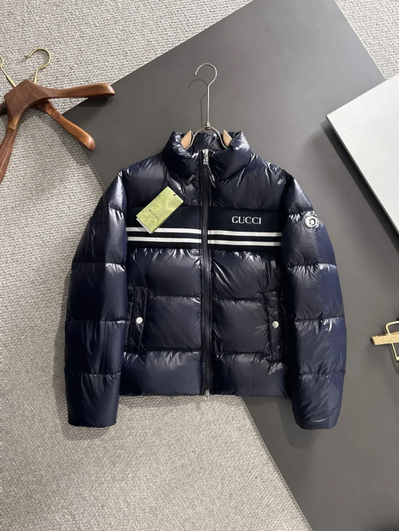 Replica Gucci Longue Saion Down Jacket Navy Blue Reps - RepLuxe