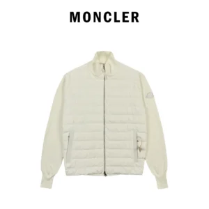 Replica Moncler Knit Down Jacket White Stand Collar Reps - RepLuxe