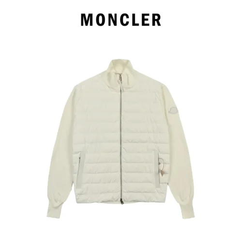 src_0-16 Replica Moncler Knit Down Jacket White Stand Collar Reps - RepLuxe