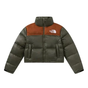 Replica The North Face Nuptse Jacket Olive Brown Reps - RepLuxe