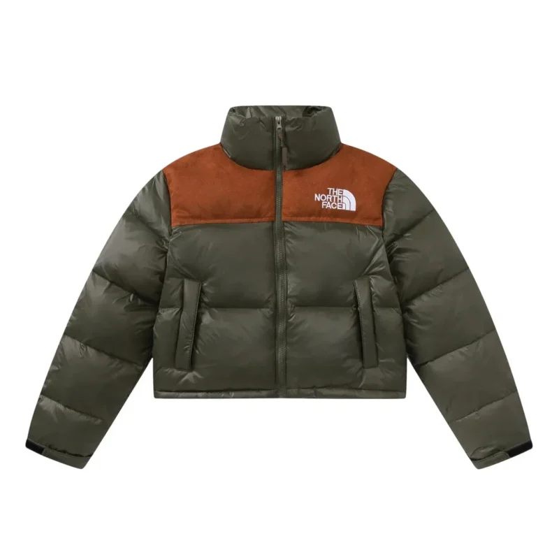Replica The North Face Nuptse Jacket Olive Brown Reps - RepLuxe