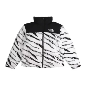 Replica The North Face Zebra Down Jacket Black White Reps - RepLuxe