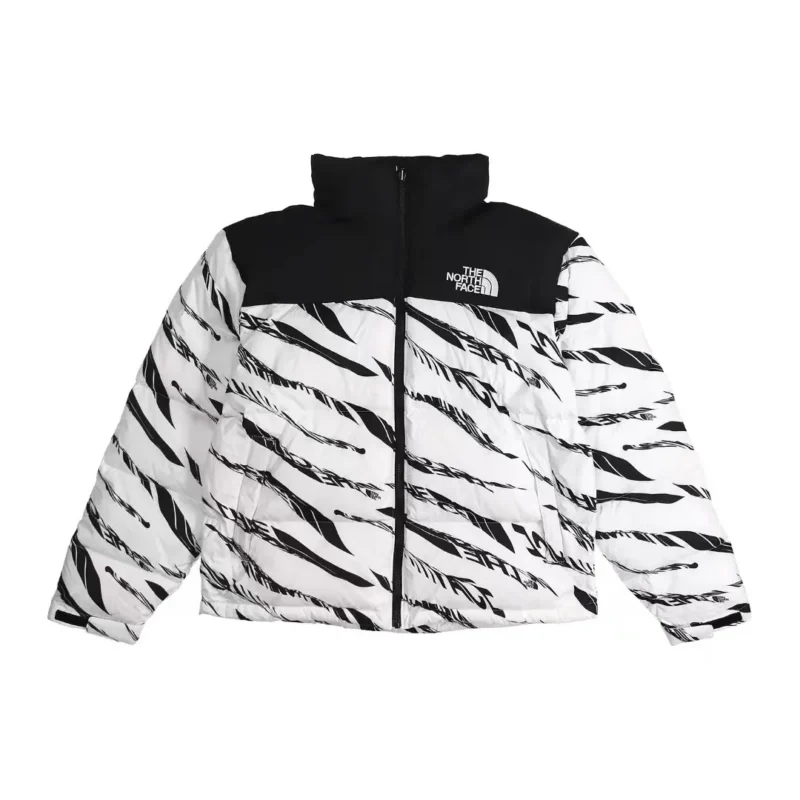 Replica The North Face Zebra Down Jacket Black White Reps - RepLuxe