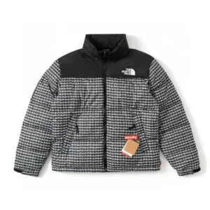 Replica The North Face Supreme TNF 96 Down Jacket Black Houndstooth Reps - RepLuxe
