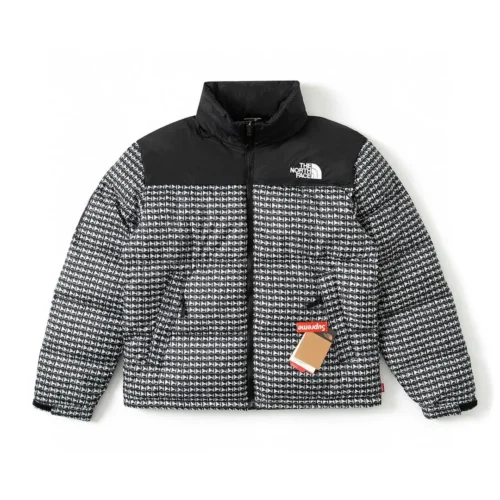 src_0-234 Replica The North Face Supreme TNF 96 Down Jacket Black Houndstooth Reps - RepLuxe