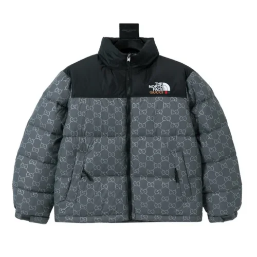 src_0-238 Replica Gucci x The North Face Logo Down Jacket Grey Reps - RepLuxe
