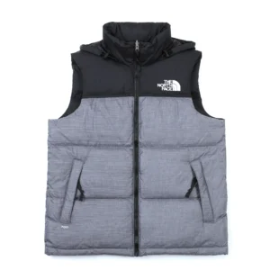 Replica The North Face Nuptse Vest Grey Black Reps - RepLuxe