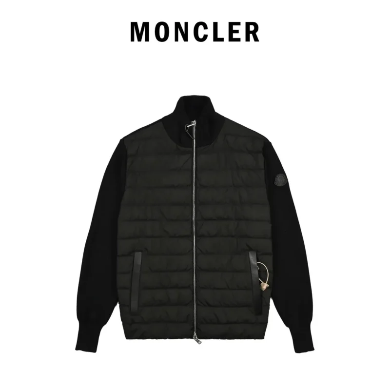 Replica Moncler Knit Down Jacket Black Stand Collar Reps - RepLuxe