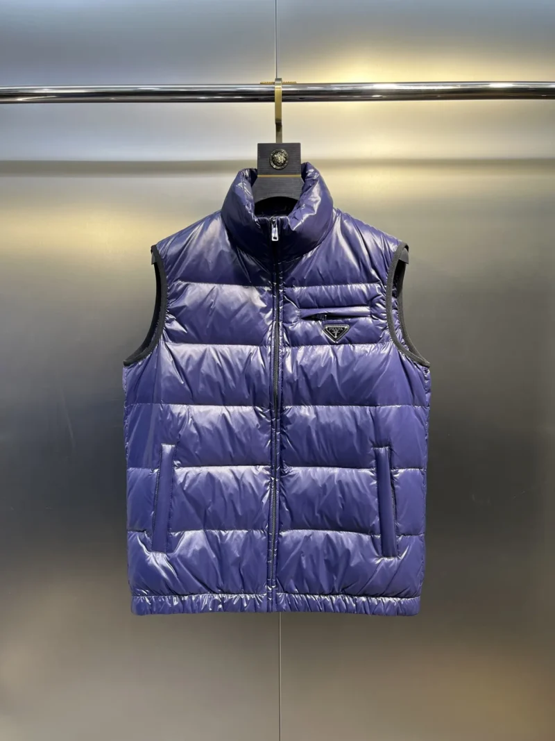Replica Prada Minimalist Down Vest Blue Sleeveless Reps - RepLuxe