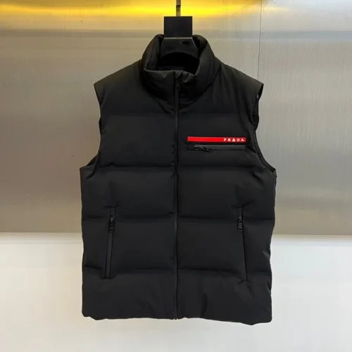 src_0-279 Replica Prada Down Vest Black Red Logo Patch Reps - RepLuxe