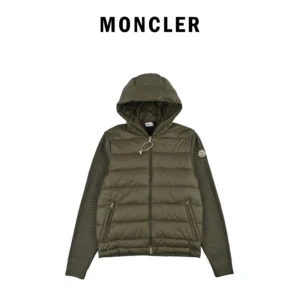 Replica Moncler Knit Hooded Down Jacket Olive Reps - RepLuxe