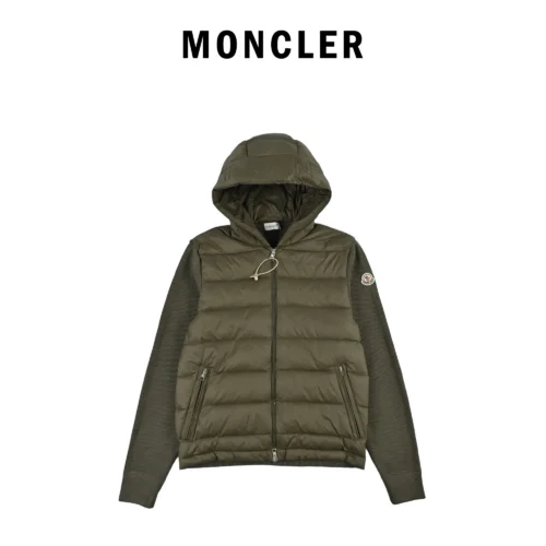 src_0-28 Replica Moncler Knit Hooded Down Jacket Olive Reps - RepLuxe