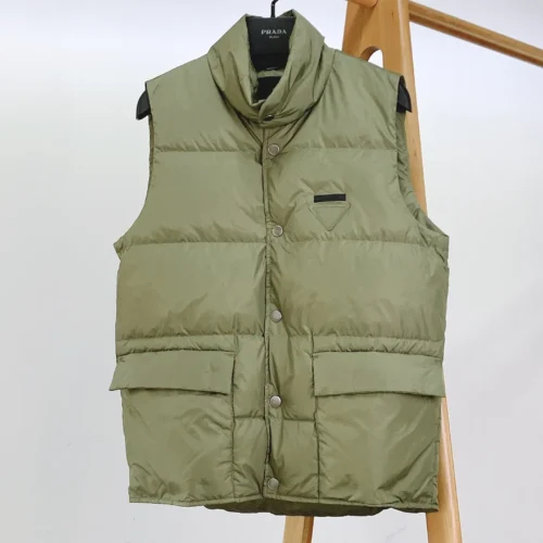src_0-290 Replica Prada Down Vest Olive Green Stand Collar Reps - RepLuxe