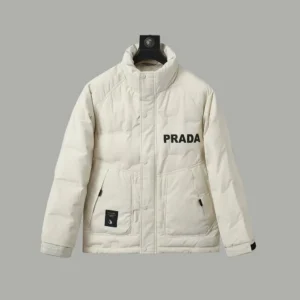 Replica Prada Letter Down Jacket White Unisex Reps - RepLuxe
