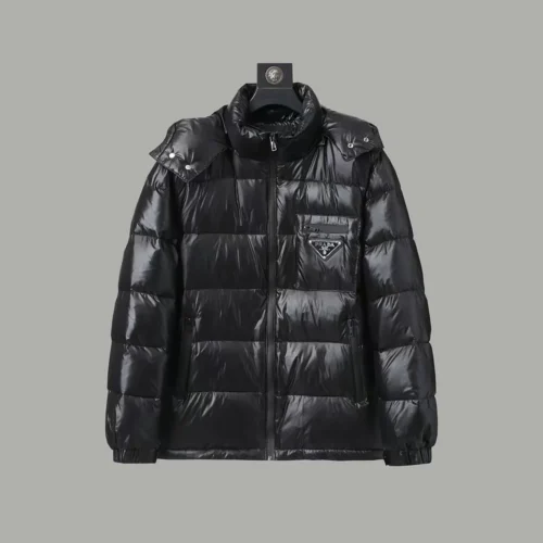 src_0-295 Replica Prada Hooded Down Jacket Black Puffer Reps - RepLuxe