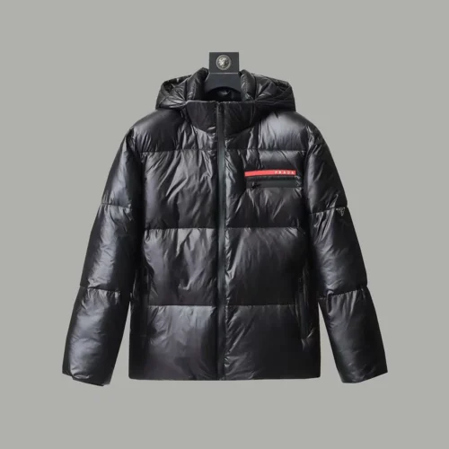 src_0-297 Replica Prada Hooded Down Jacket Black Unisex Reps - RepLuxe