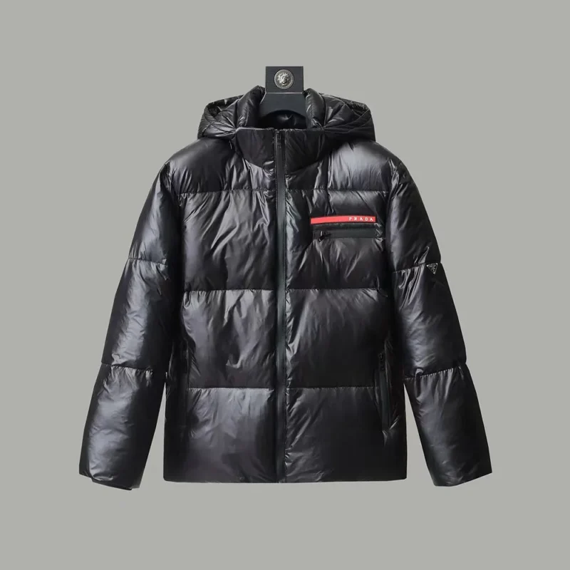 Replica Prada Hooded Down Jacket Black Unisex Reps - RepLuxe
