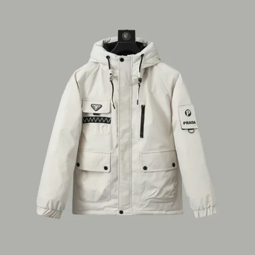 src_0-298 Replica Prada Hooded Down Jacket White Unisex Reps - RepLuxe