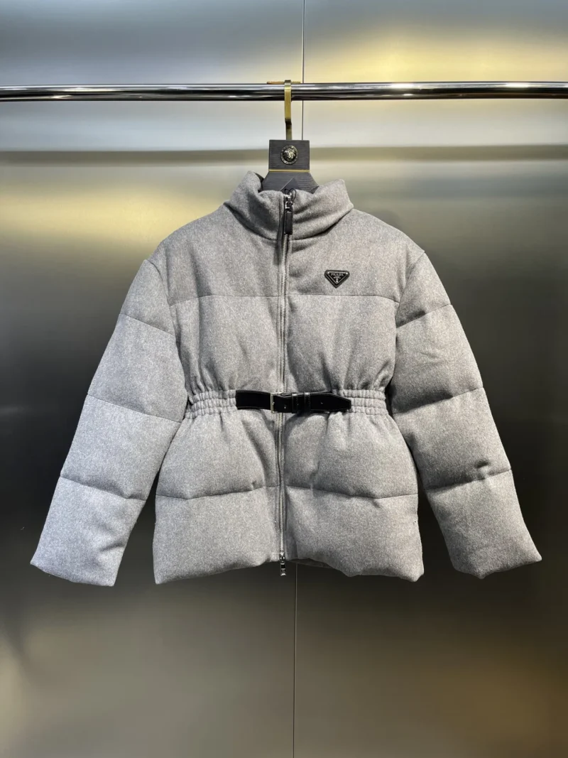 Replica Prada Down Jacket Grey Stand Collar Style Reps - RepLuxe