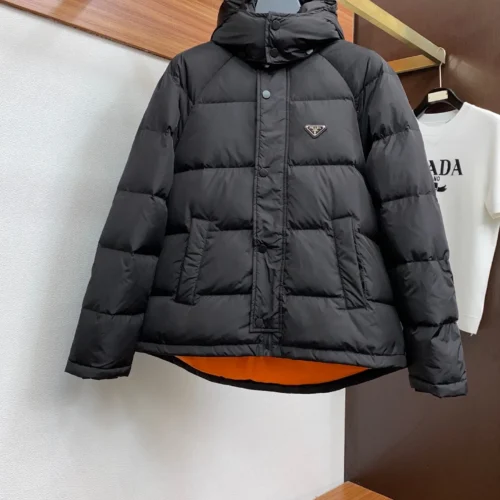src_0-302 Replica Prada Fall Winter Down Jacket Black Hooded Reps - RepLuxe